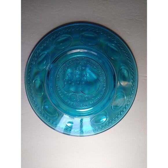 Vintage Carnival Glass blue Apollo 11 Space Astronaut Plate Wheaton Glass NASA - Picture 6 of 10